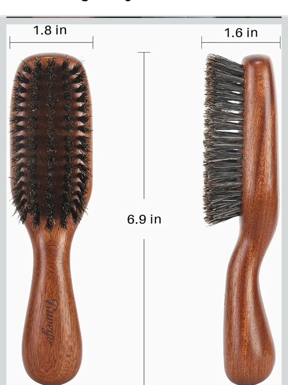 Mens Round Wooden Boar Bristle Hair and Beard Grooming Brush - New in Box
